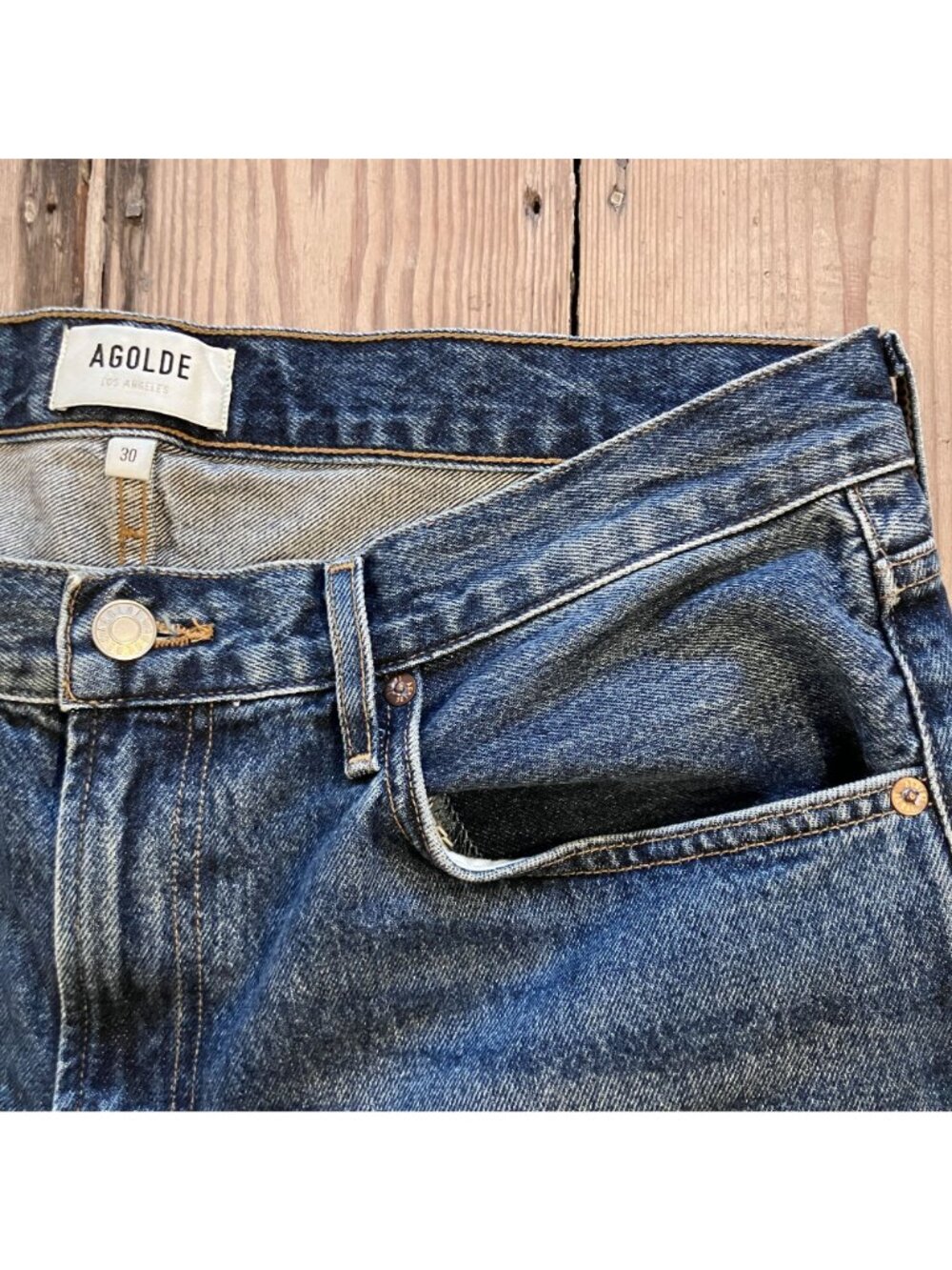 AGOLDE Womens Clara Wide Leg Dark Wash Designer Denim Jeans Size 30 Blue AN EXC - Picture 4 of 12